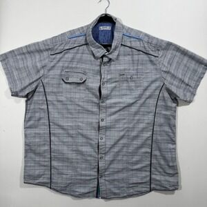Projek Raw Men Button Down Shirt Short Sleeve Gray 4XT Normcore Casual Gorpcore